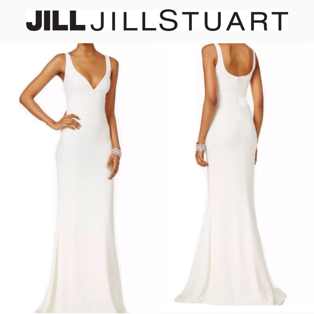 *Nwt Jill Stuart New Ivory Split-Neck Slender Wedding Gown*
